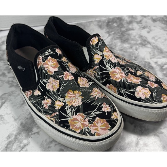 Vans Shoes - Vans Slip On Asher Floral Print Sneakers Womens Size 10 Casual Canvas Shoes
